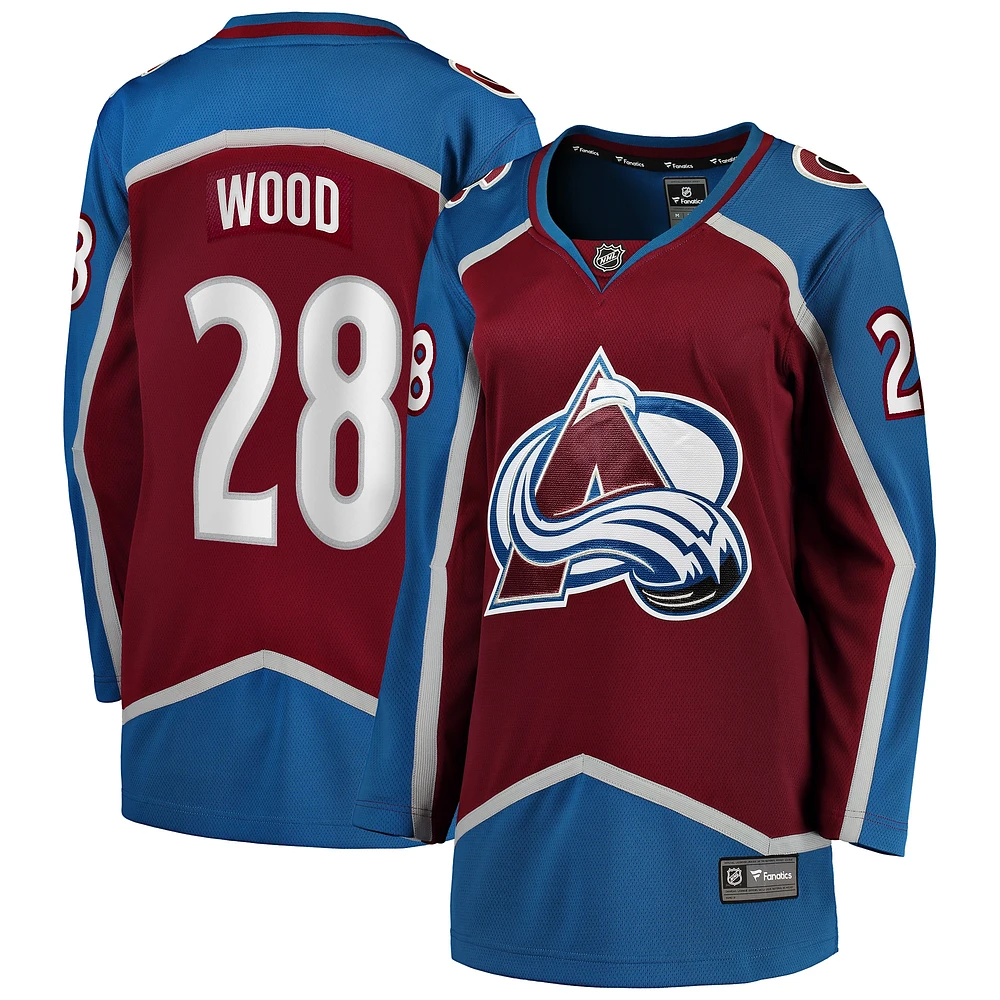 Maillot de joueur échappé à domicile Fanatics Miles Wood Maroon Colorado Avalanche pour femmes