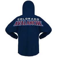 Women's Fanatics Navy Colorado Avalanche Jersey Lace-Up V-Neck Long Sleeve Hoodie T-Shirt