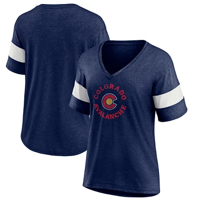 T-shirt à col en V tri-blend pour femme, édition spéciale 2.0 du Colorado Avalanche, Heather Navy