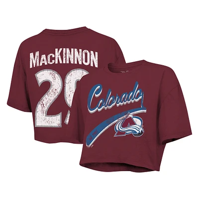 T-shirt court Majestic Threads Nathan MacKinnon pour femmes, marron, Colorado Avalanche Behind The Net, nom et numéro