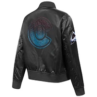 Women's Pro Standard  Black Colorado Avalanche Rhinestone Jewels Satin Full-Snap Jacket