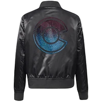 Women's Pro Standard  Black Colorado Avalanche Rhinestone Jewels Satin Full-Snap Jacket