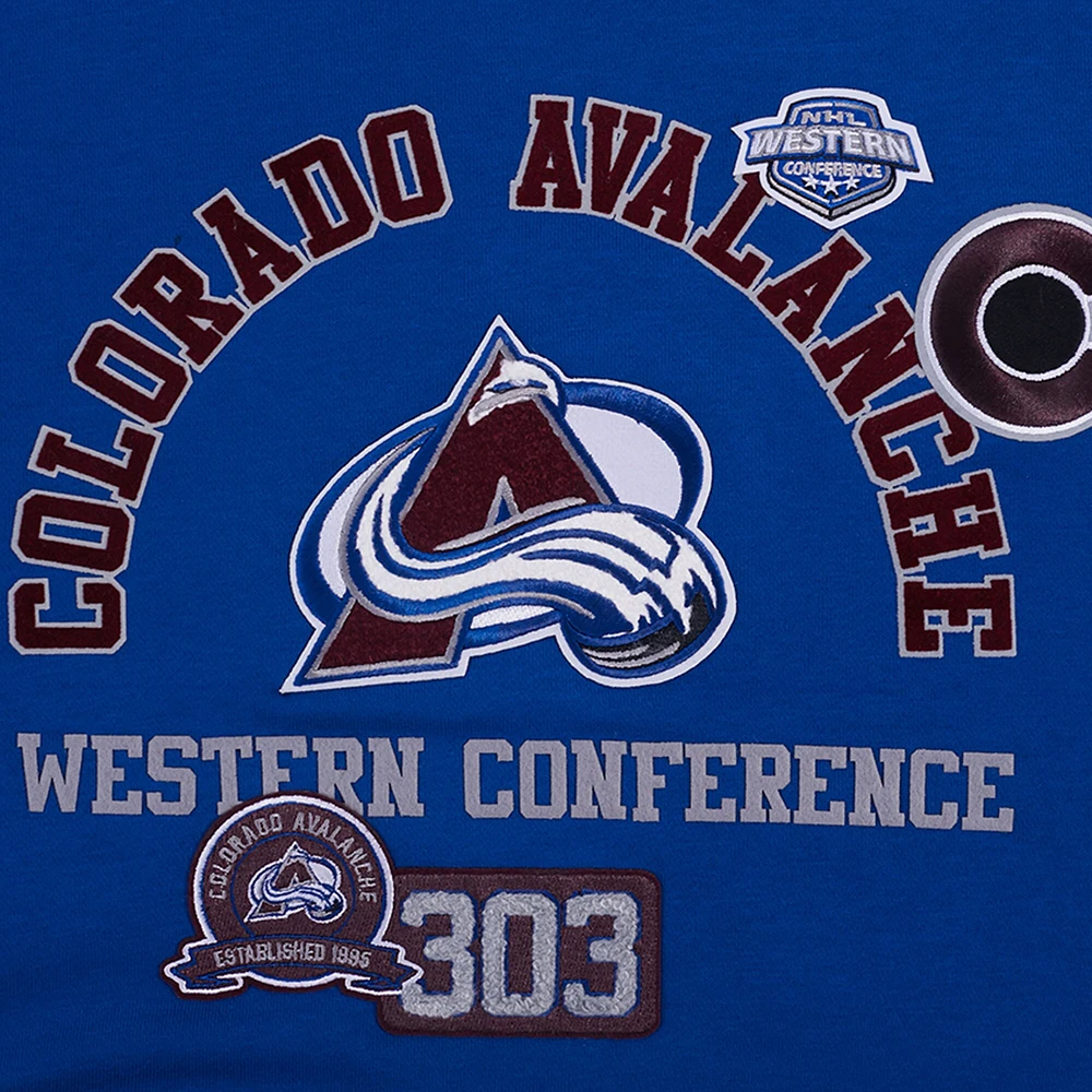 Sweat-shirt court Pro Standard bleu Colorado Avalanche Area Code pour femme
