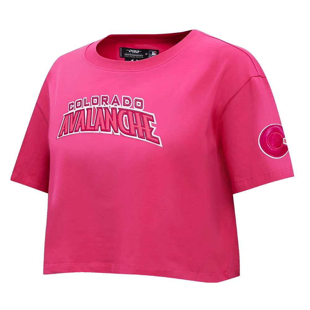 Women's Pro Standard Colorado Avalanche Triple Pink Cropped Boxy T-Shirt