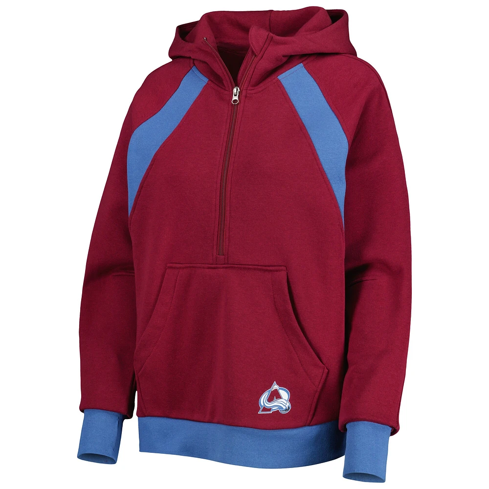 Sweat à capuche demi-zip Starter Colorado Avalanche Wishbone pour femme, bourgogne