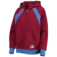 Sweat à capuche demi-zip Starter Colorado Avalanche Wishbone pour femme, bourgogne