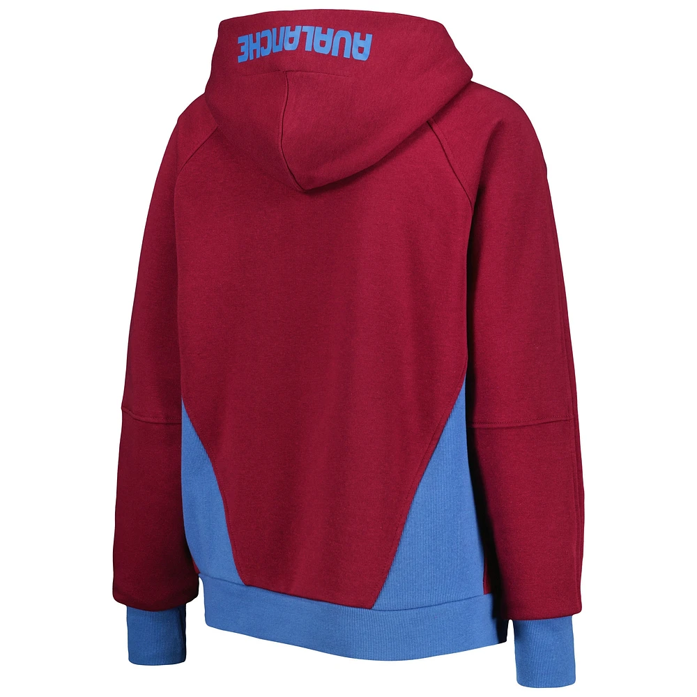 Sweat à capuche demi-zip Starter Colorado Avalanche Wishbone pour femme, bourgogne