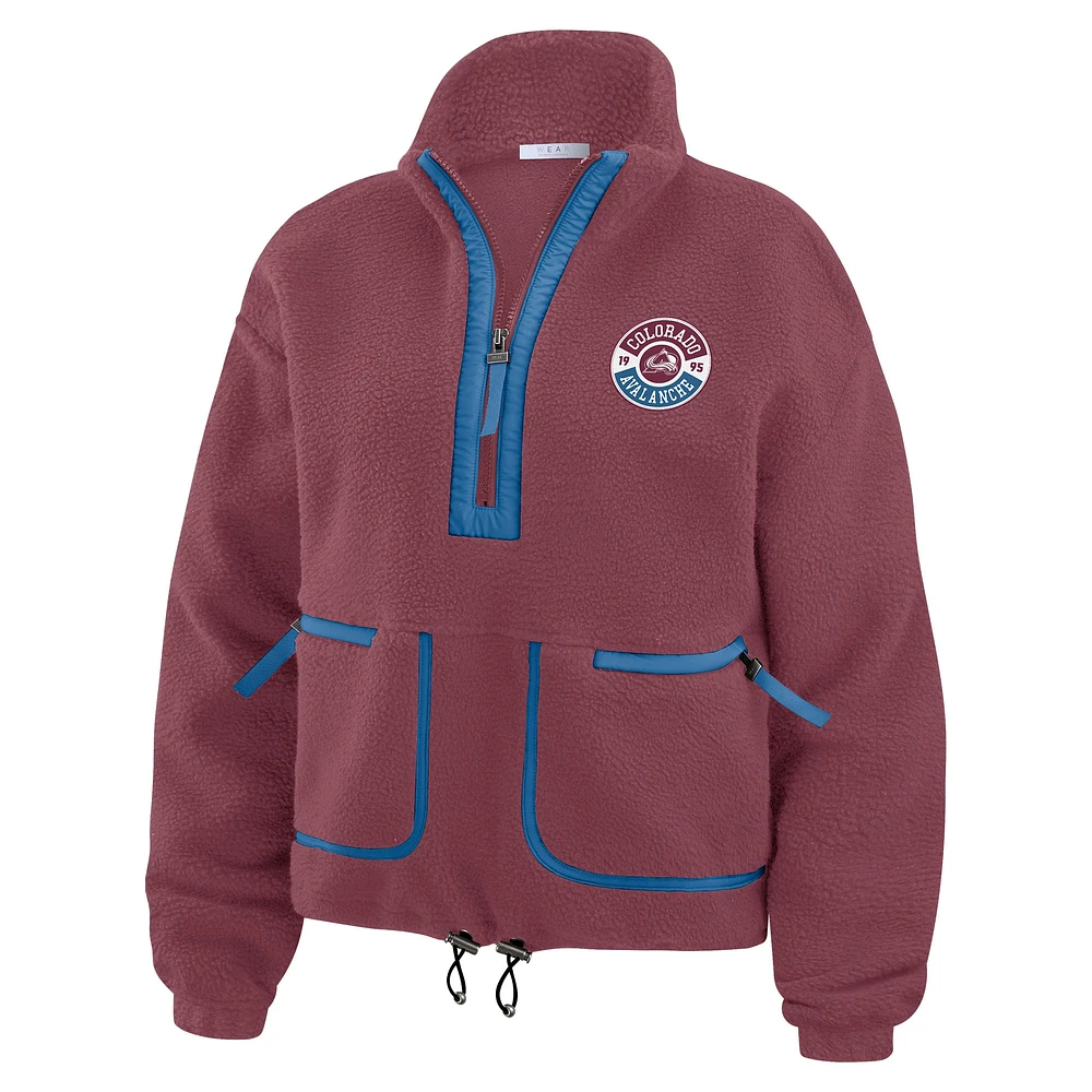 Women's WEAR by Erin Andrews  Burgundy Colorado Avalanche Polar Fleece Half-Zip Jacket