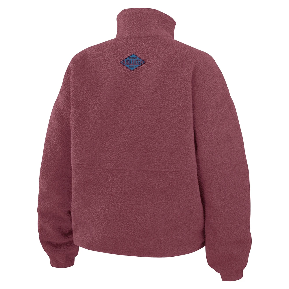 Women's WEAR by Erin Andrews  Burgundy Colorado Avalanche Polar Fleece Half-Zip Jacket