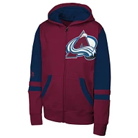 Youth Burgundy Colorado Avalanche Face Off Full-Zip Hoodie