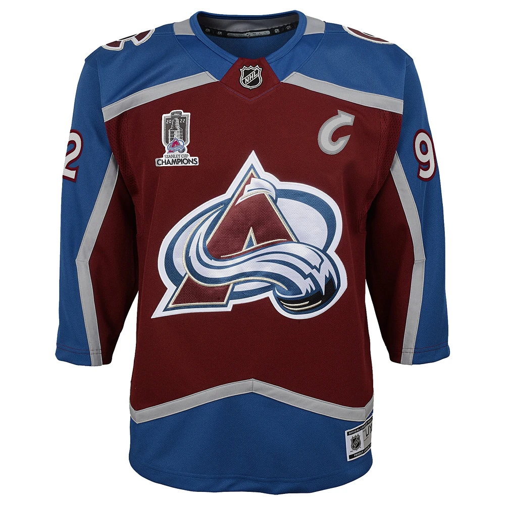Youth Gabriel Landeskog Burgundy Colorado Avalanche Home 2022 Stanley Cup Champions Premier Player Jersey