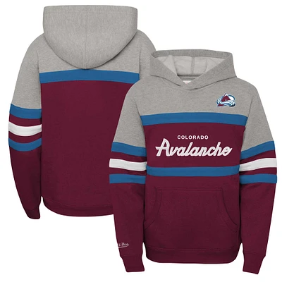 Chandail à capuchon d'entraîneur-chef de l'Avalanche du Colorado bordeaux Mitchell & Ness pour jeunes