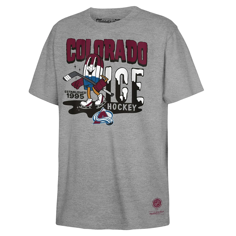 T-shirt gris Mitchell & Ness pour jeunes Colorado Avalanche Popsicle