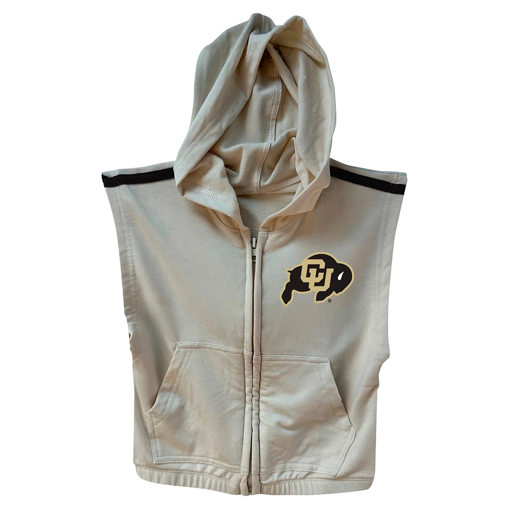 Girls Toddler Wes & Willy Tan Colorado Buffaloes Tri-Blend Sleeveless Full-Zip Hoodie Tiered Skirt Set