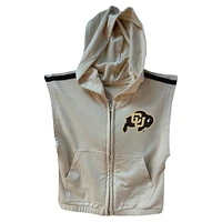 Girls Toddler Wes & Willy Tan Colorado Buffaloes Tri-Blend Sleeveless Full-Zip Hoodie Tiered Skirt Set