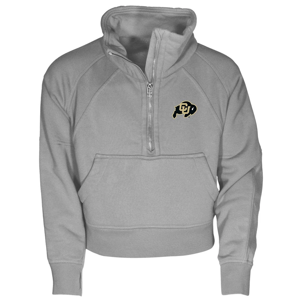 Sweat-shirt court en polaire à demi-zip gris pour jeunes filles de Garb Colorado Buffaloes Dawn