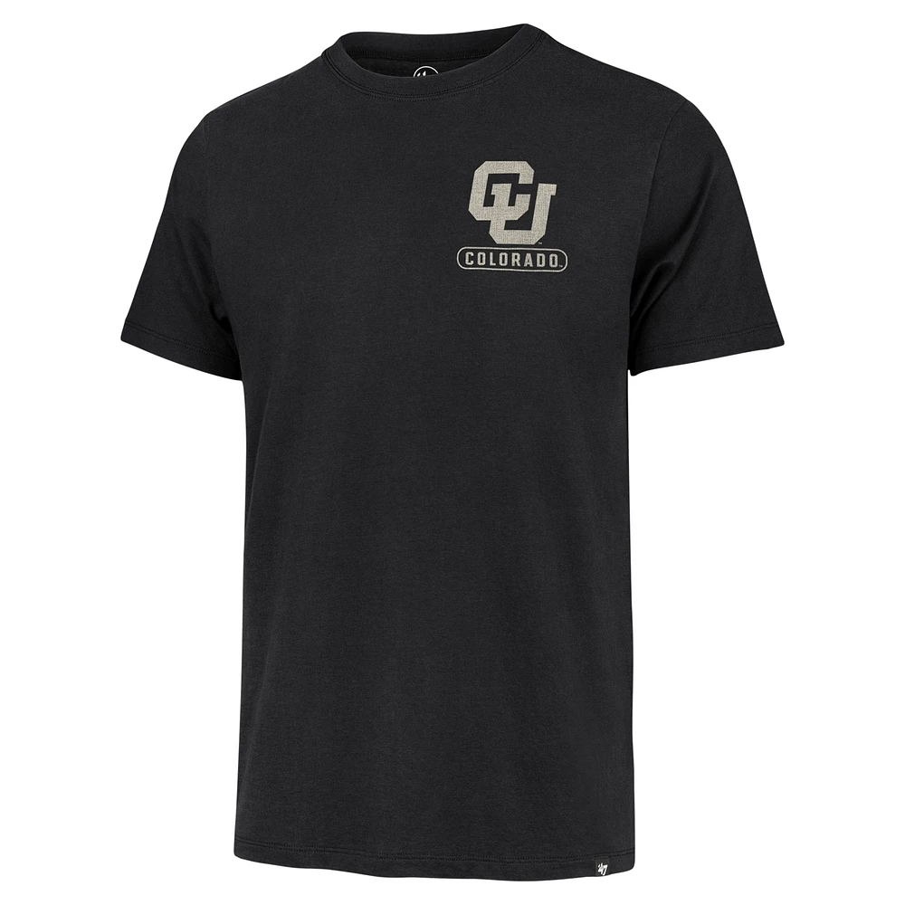 Men's '47  Black Colorado Buffaloes Left Chest Back Slide Two Hit Franklin T-Shirt
