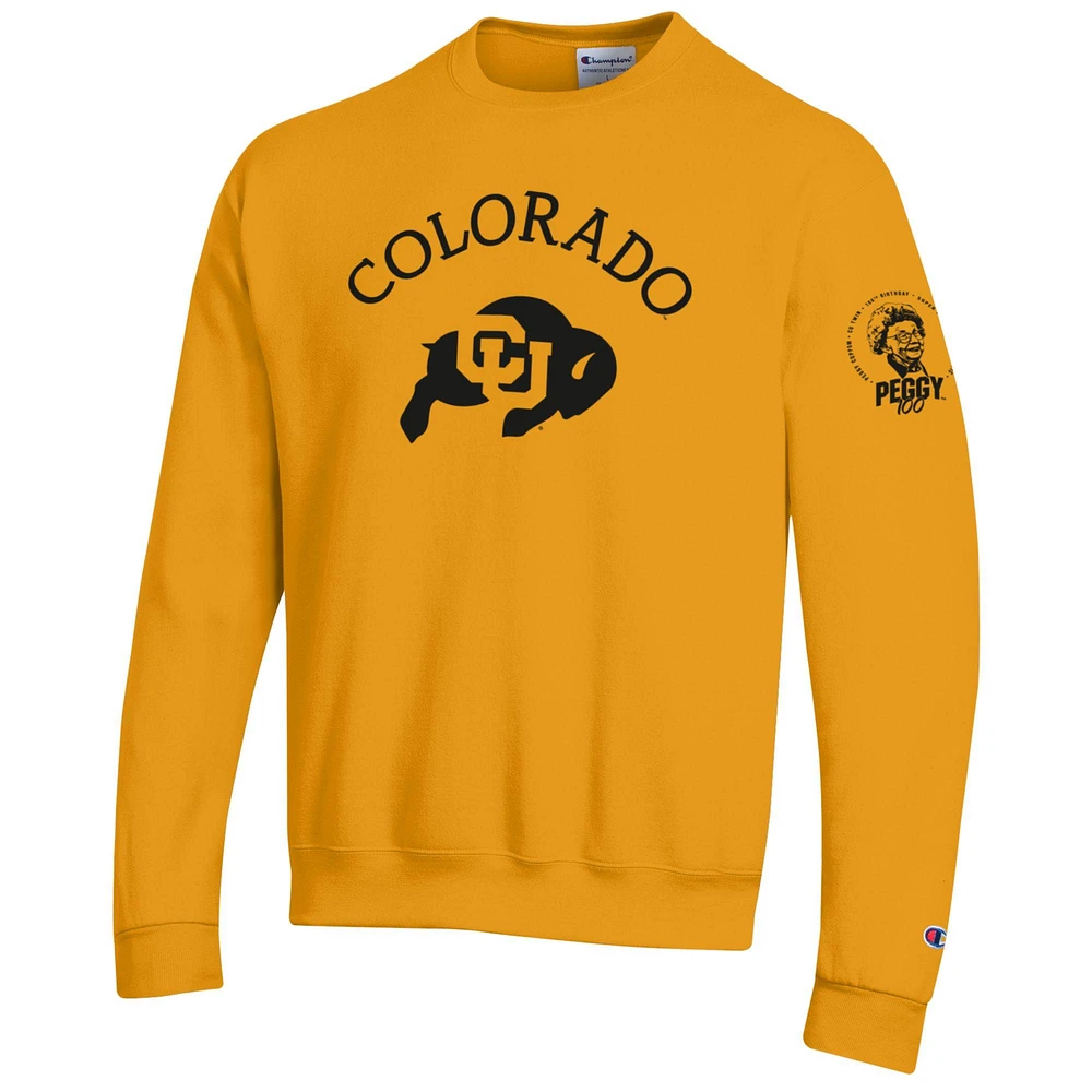 Sweat-shirt à capuche Champion Gold Colorado Buffaloes Miss Peggy 100th Birthday Bash pour hommes