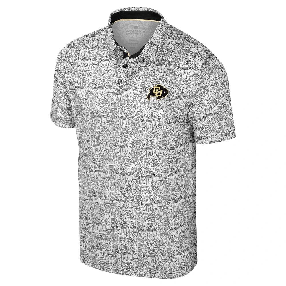 Men's Colosseum Black Colorado Buffaloes It's Time! Allover Print Polo