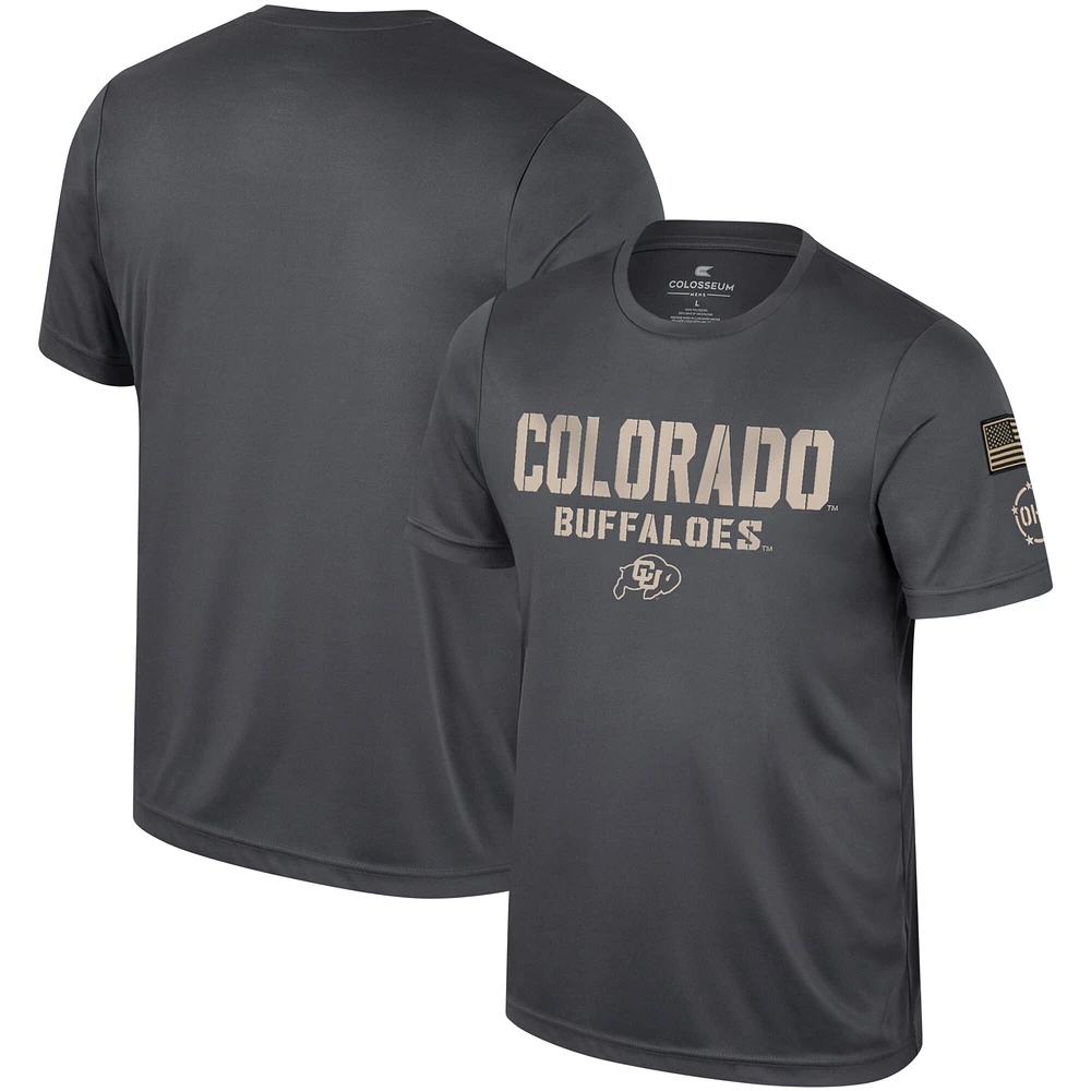 Men's Colosseum Charcoal Colorado Buffaloes OHT Military Appreciation  T-Shirt