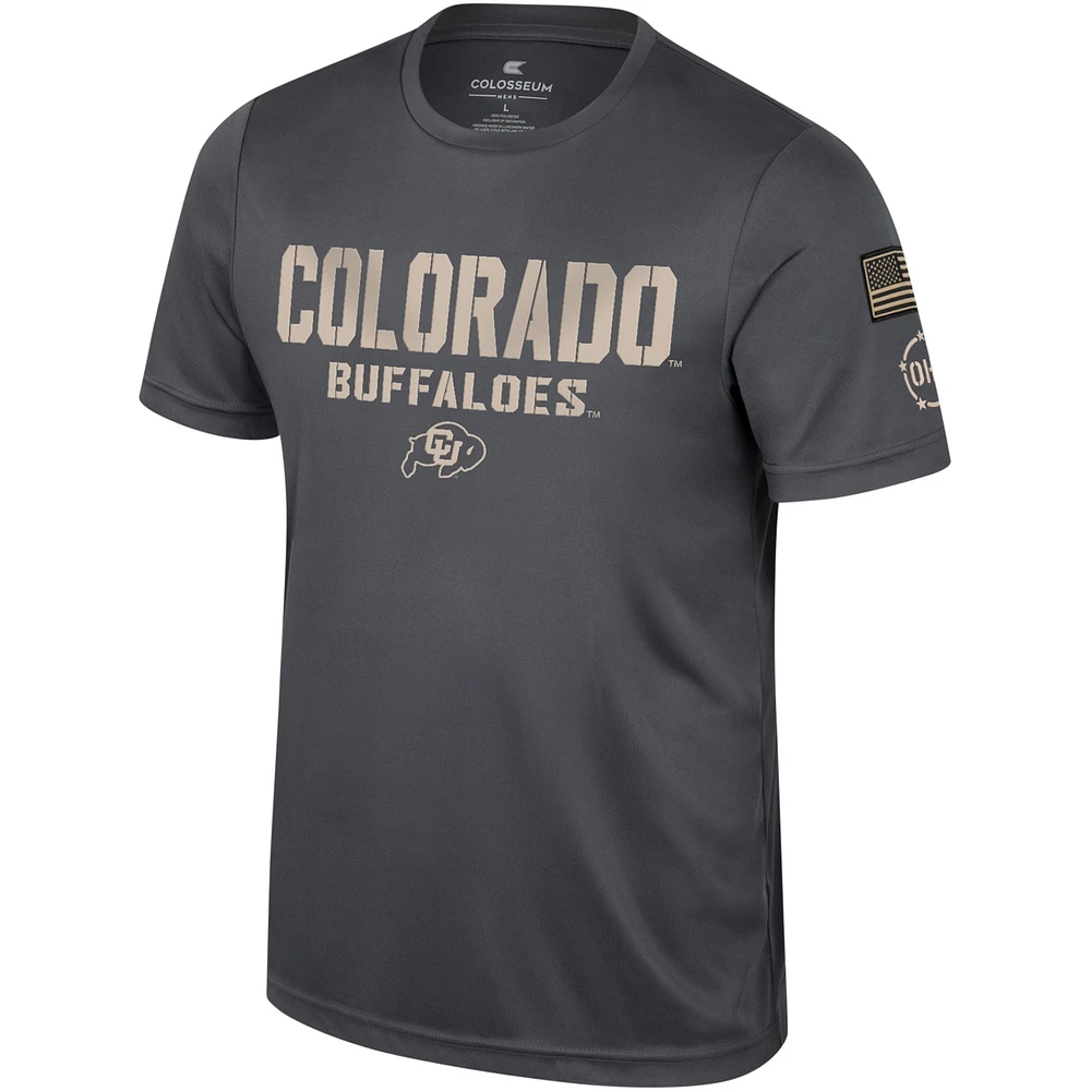 Men's Colosseum Charcoal Colorado Buffaloes OHT Military Appreciation  T-Shirt