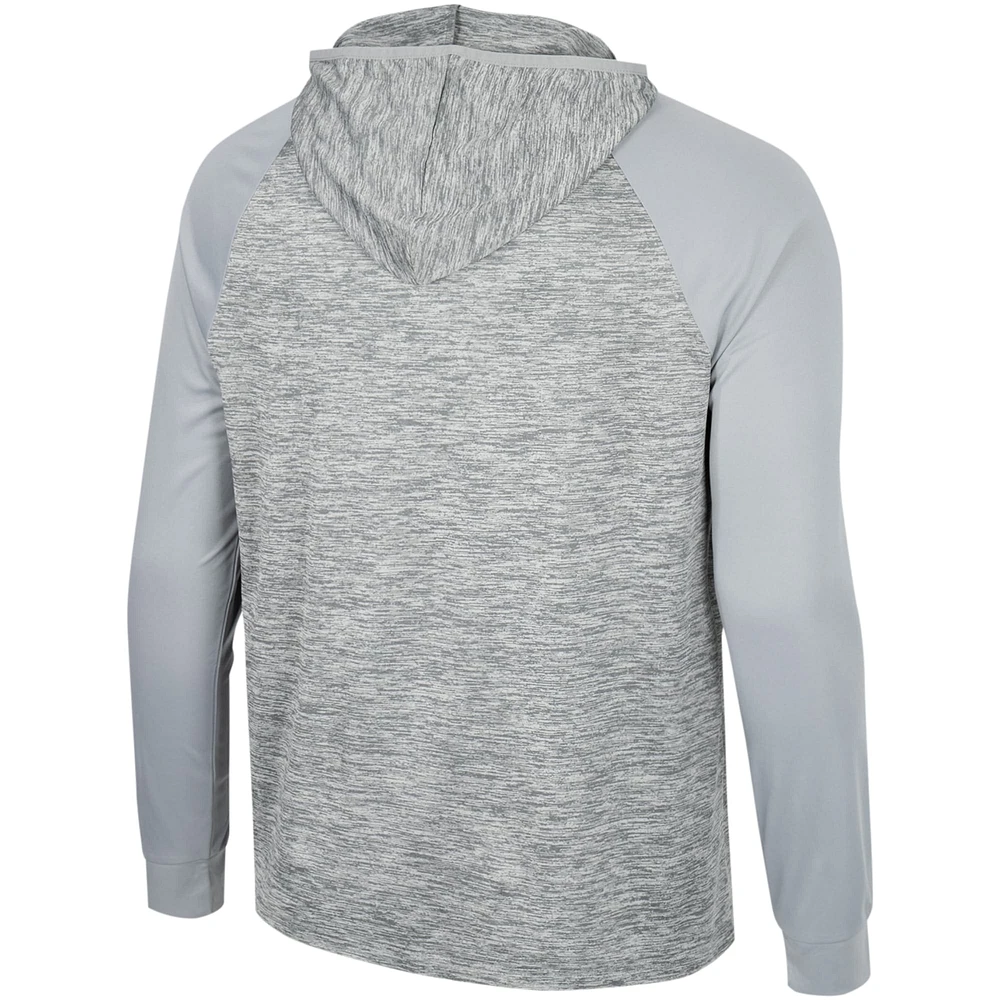 Men's Colosseum Gray Colorado Buffaloes Cybernetic Raglan Quarter-Zip Hooded Top