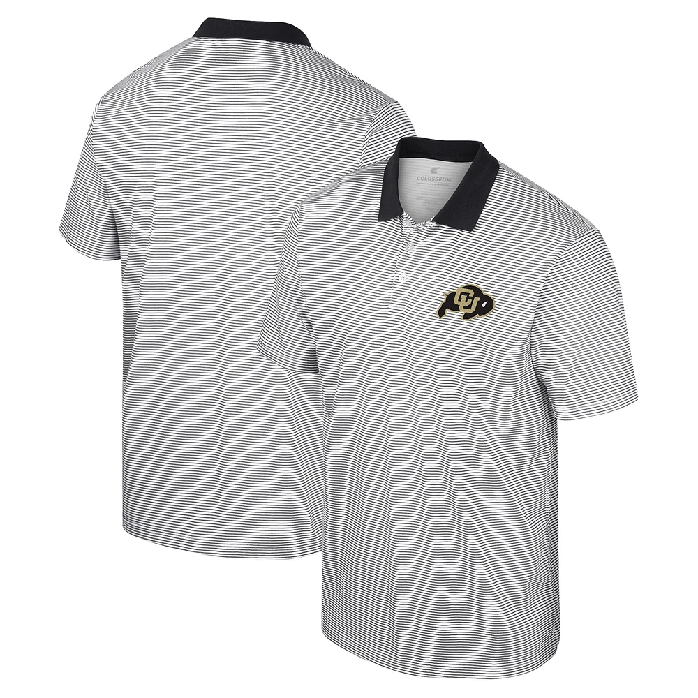 Polo Colosseum Homme Blanc/Noir Colorado Buffalos Print Stripe