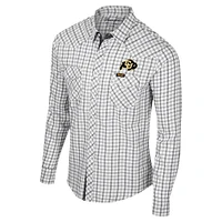 Men's Colosseum x Wrangler White Colorado Buffaloes Plaid Window Pane Long Sleeve Full-Snap Shirt