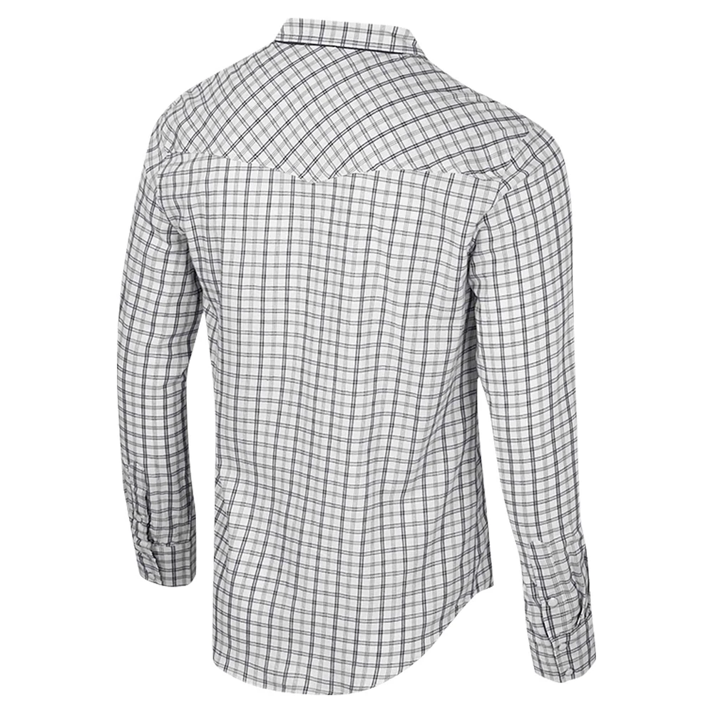Men's Colosseum x Wrangler White Colorado Buffaloes Plaid Window Pane Long Sleeve Full-Snap Shirt