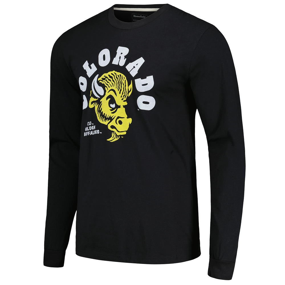 T-shirt à manches longues pour hommes Homefield Black Colorado Buffaloes CU Golden