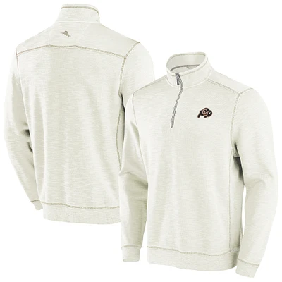 Haut à trois mélanges demi-zip Tommy Bahama crème pour hommes Colorado Buffaloes Tobago Bay