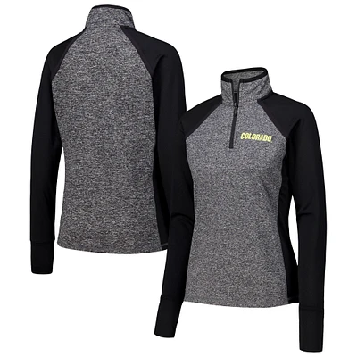 Veste noire à quart de zip raglan finaliste des Colorado Buffaloes pour femmes