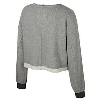 Women's Colosseum Charcoal Colorado Buffaloes Magnum Scoop Neck Cropped Pullover Sweatshirt
