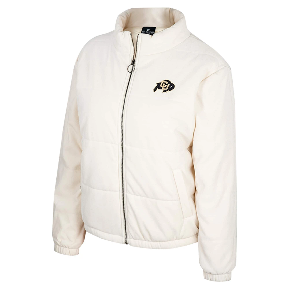 Women's Colosseum Cream Colorado Buffaloes So Hot Right Now Quilted Puffer Full-Zip Jacket