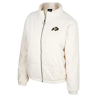 Women's Colosseum Cream Colorado Buffaloes So Hot Right Now Quilted Puffer Full-Zip Jacket