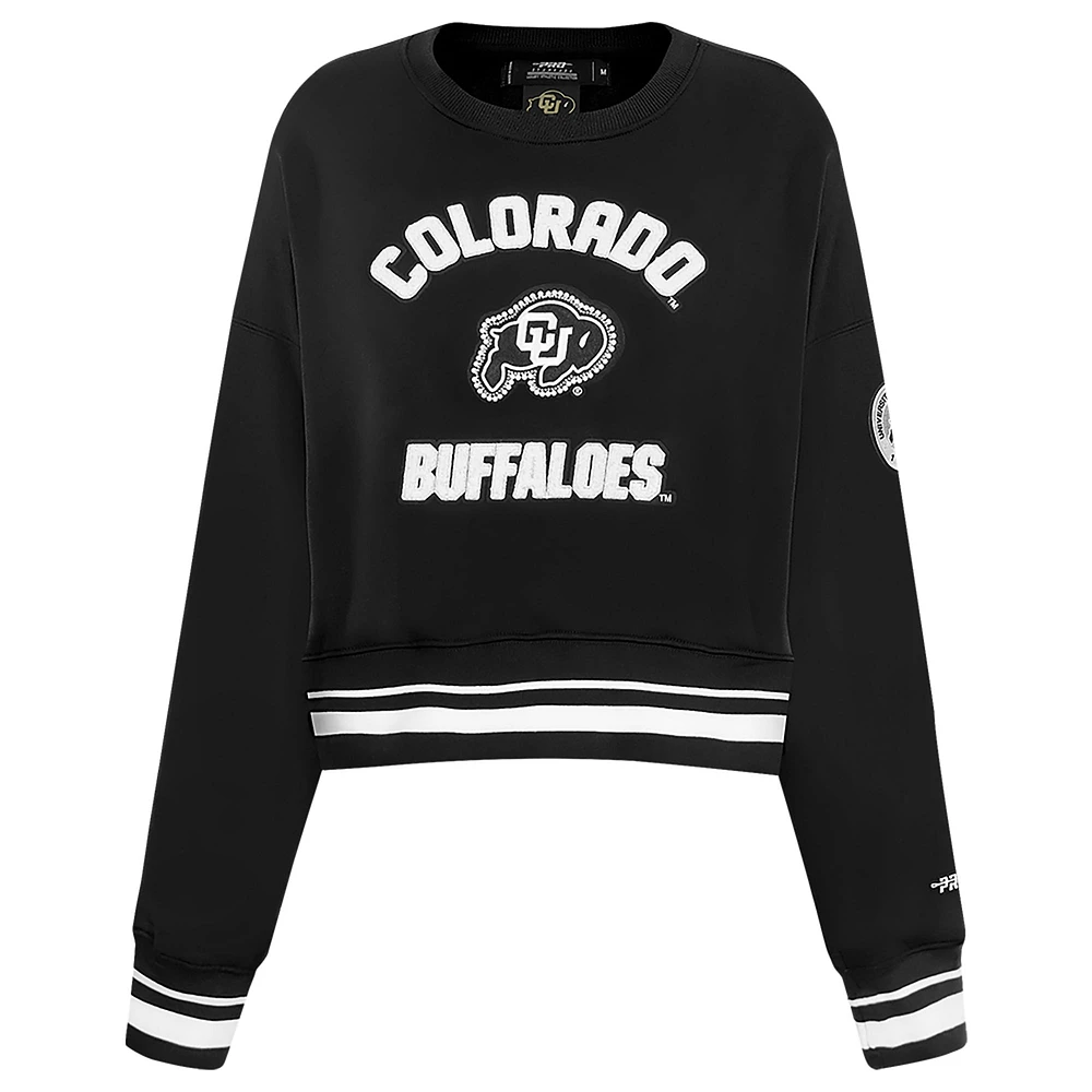 Women's Pro Standard  Black Colorado Buffaloes Pearl Cropped Pullover Sweatshirt