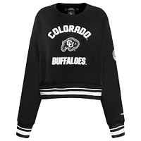 Women's Pro Standard  Black Colorado Buffaloes Pearl Cropped Pullover Sweatshirt