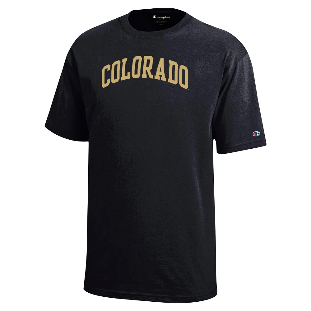 T-shirt noir de l'équipe Arch des Buffaloes du Colorado, champion la jeunesse