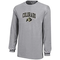 T-shirt en jersey à manches longues avec Logo Arch Over des Colorado Buffaloes de la jeunesse Champion gris
