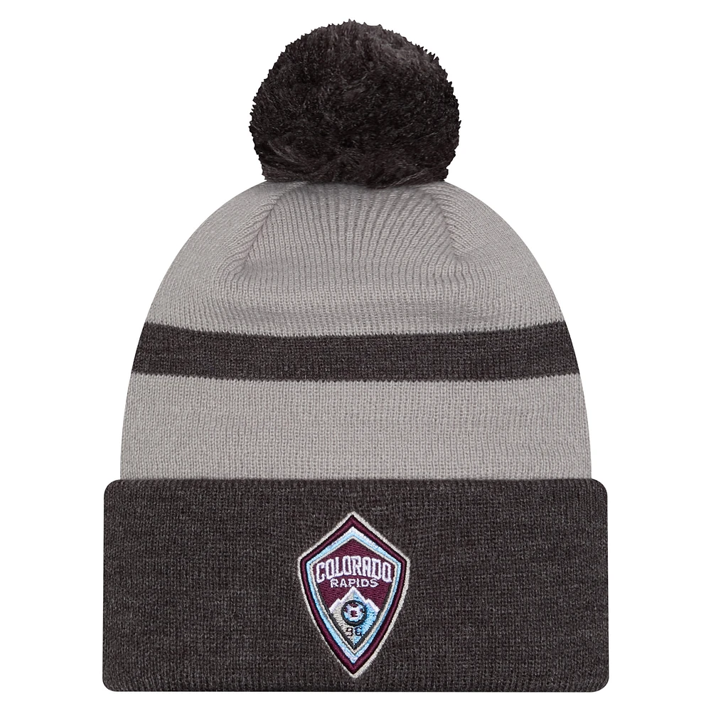 Bonnet en tricot à revers avec pompon Colorado Rapids 2025 Kickoff de New Era pour homme, noir