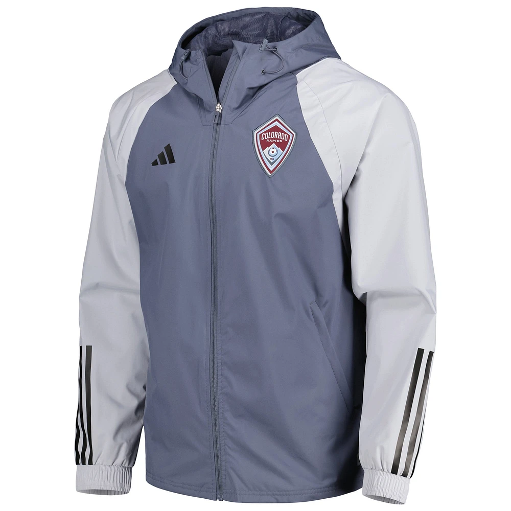 Men's adidas Charcoal Colorado Rapids All-Weather Raglan Hoodie Full-Zip Jacket