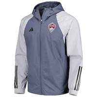 Men's adidas Charcoal Colorado Rapids All-Weather Raglan Hoodie Full-Zip Jacket