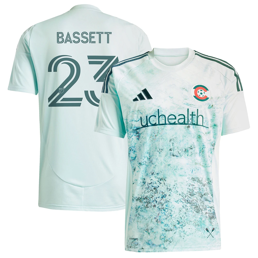 Men's adidas Cole Bassett Green Colorado Rapids 2025 Headwaters Replica Player Jersey