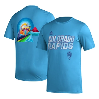 T-shirt à crochet AEROREADY pour homme adidas Sky Blue Colorado Rapids Team Jersey