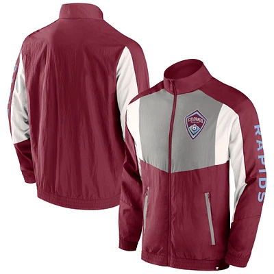 Veste de survêtement entièrement zippée Colorado Rapids Net Goal Raglan bordeaux marque Fanatics pour hommes