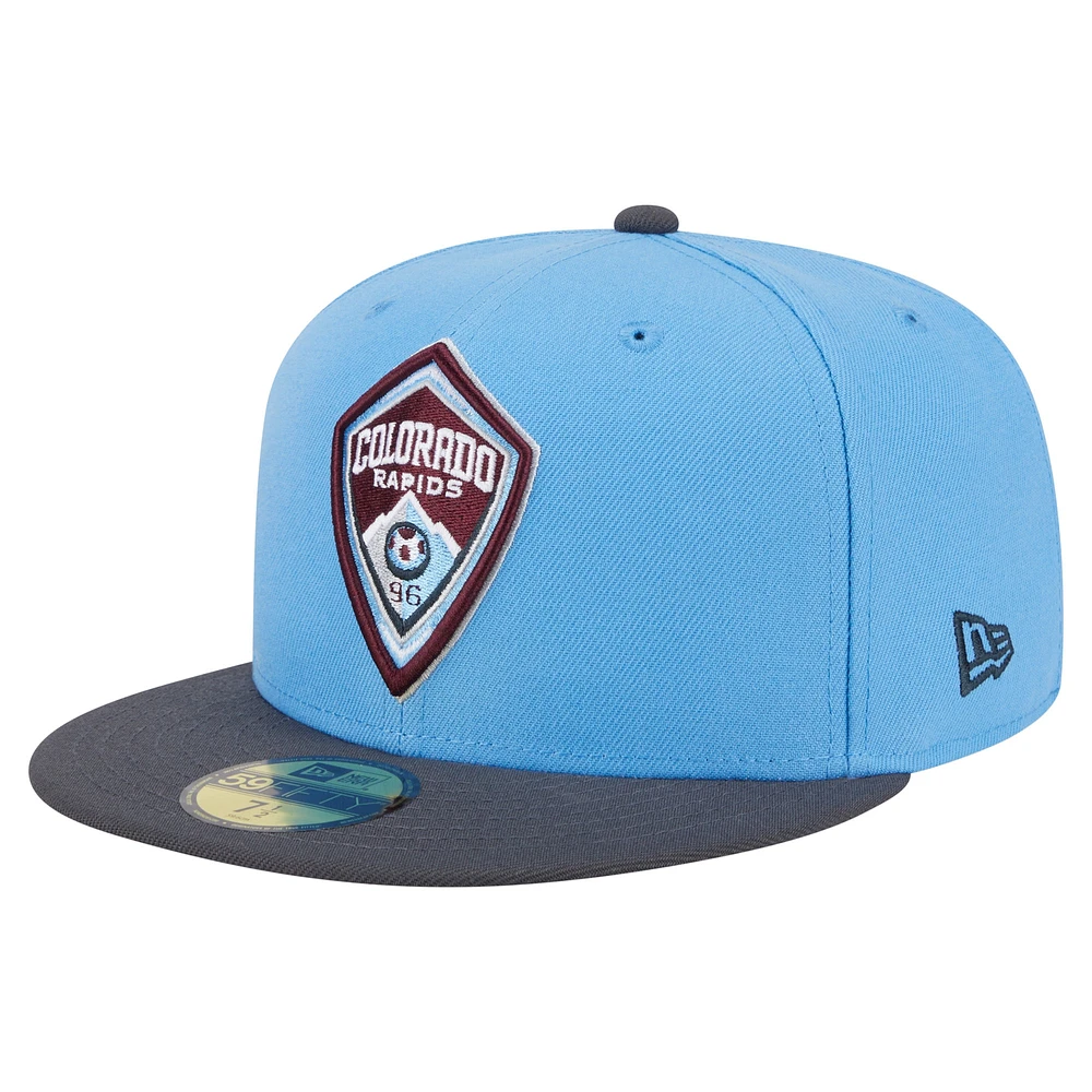 Casquette ajustée New Era 59FIFTY Kickoff 2025 bleu clair pour homme Colorado Rapids