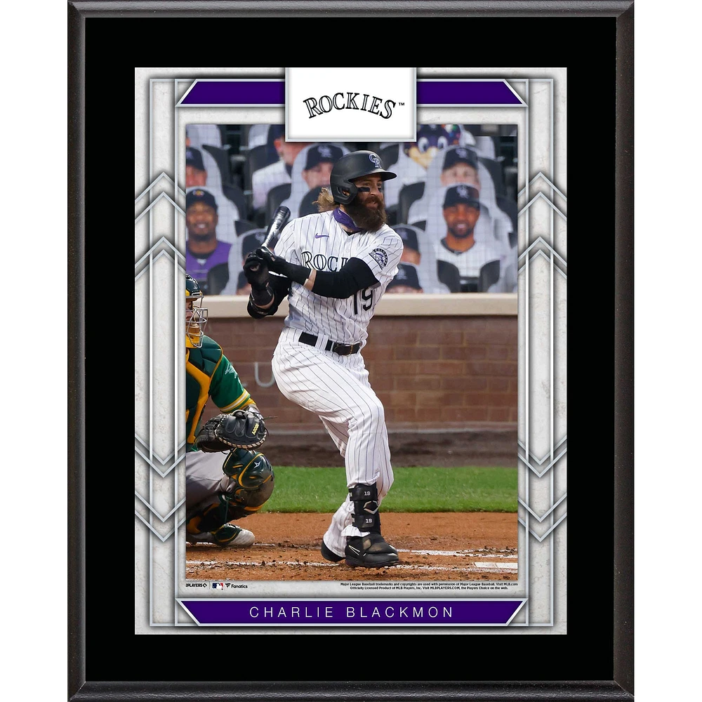 Plaque de nom de joueur sublimée Charlie Blackmon Colorado Rockies 10,5'' x 13''