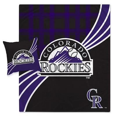 Colorado Rockies Plaid Wave Ensemble de couverture légère et oreiller