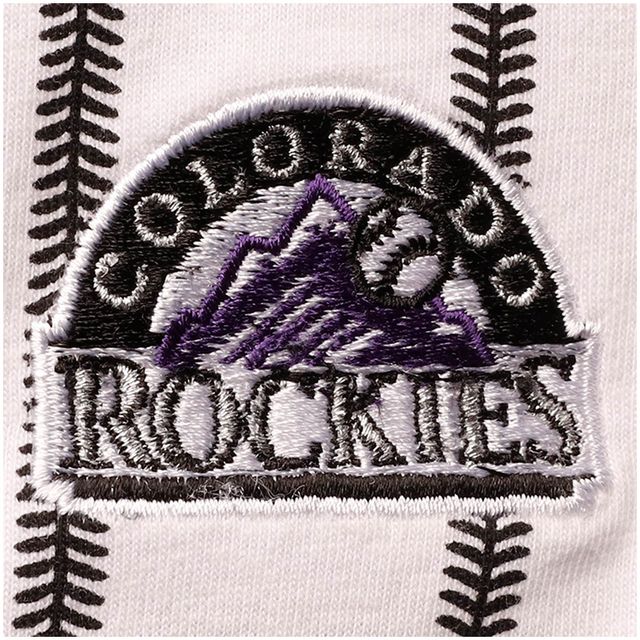Combinaison Power Hitter blanche à fines rayures Colorado Rockies pour bébé