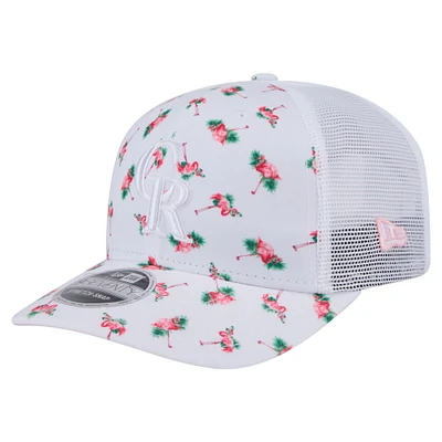 Casquette extensible à bouton-pression 9SEVENTY Flamingo des Colorado Rockies de New Era pour homme, blanche